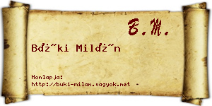 Büki Milán névjegykártya